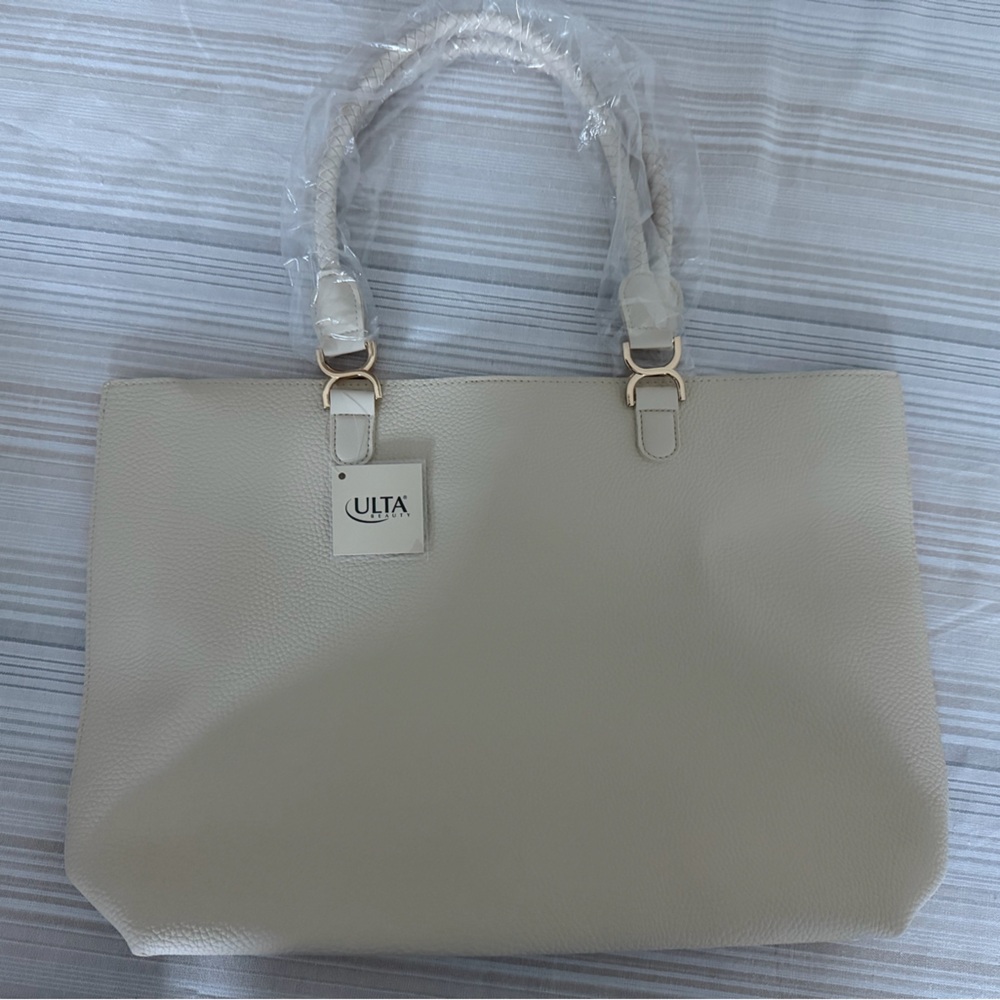 Ulta Beauty Cream Tote with Gold Hardware